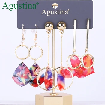 Agustina Meghatározott fülbevalók divat ékszer hosszú fülbevaló nők csepp fülbevaló Szett geometria Akril fülbevaló bohém fülbevaló helyes nagykereskedelmi