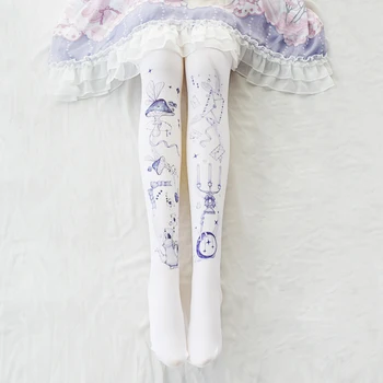 Alice az álom japán lolita harisnya nyomtatás lolita harisnya loli lány leggings Harisnya Édes Lolita Puha Lány diákok