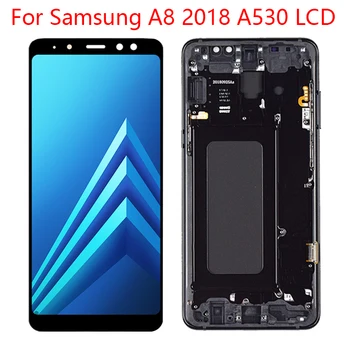 Alkalmas a SAMSUNG GALAXY A8 2018 A530 A530F LCD kijelző érintőképernyő digitalizáló közgyűlés A8 2018 Duos LCD A530F/DS Amoled