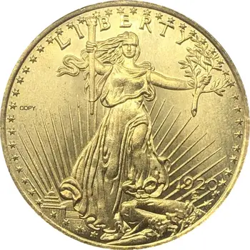 Amerikai egyesült Államok 20 Dollár Saint-Gaudens - Dupla Sas a mottója 1920 Brass Fém Érme Másolata