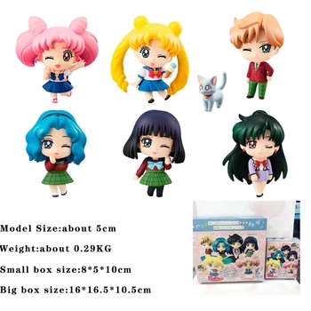 Aranyos Bishoujo Senshi Sailor Moon Anime Figurát Lányok Játékok Sailor Chibi Chibi Modell Gyermekek Akciófigurák Tengerészek Hold