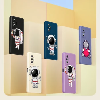 Aranyos Rajzfilm Űrhajós Szerelem a Xiaomi Redmi Megjegyzés 10T 10 9 9T 8 8 TONNA 7 Pro Max 5G Luxus Folyékony Szilikon Puha Fedél Telefon Esetében