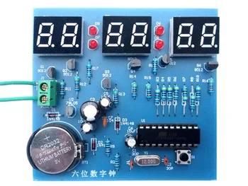 AT89C2051 Hat digitális óra kit singlechip 6 LED óra elektronikus termelés tömeges DIY