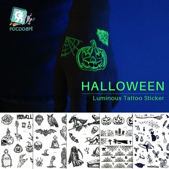 Az Egyéniség Halloween Body Art Víz Transzfer Vízálló Világító Ideiglenes Tetoválás Matrica A Nők A Férfiak Smink Hamis Tetoválás