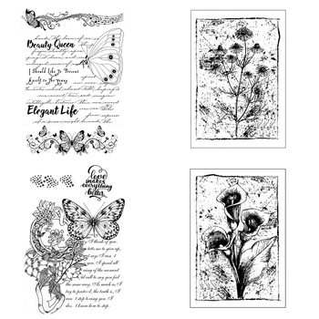 AZSG Vintage Pillangó szöveg Egyértelmű Bélyegek/Pecsét DIY Scrapbooking Kártya Készítés Album Dekoratív Szilikon Bélyegző Kézműves
