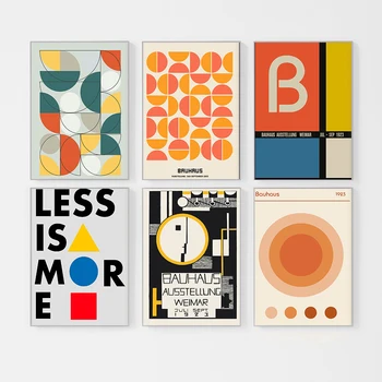 Bauhaus Kiállítás Egyedi Geometriai Plakátok Minimalista Művészeti Vászon Nyomatok Absztrakt Festmények, Nappali Falfestmények Otthoni Dekoráció
