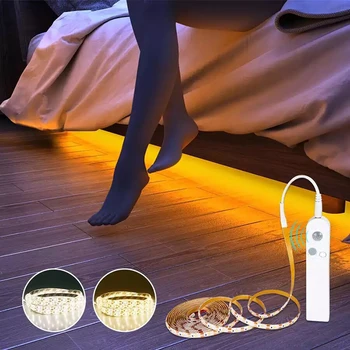 Beltéri LED Szalag Mozgásérzékelő PIR LED Szekrény Lámpa Éjszakai Lámpa Csík USB 5V / elemes Haza Háttérvilágítás 1M 2M 3M Világítás