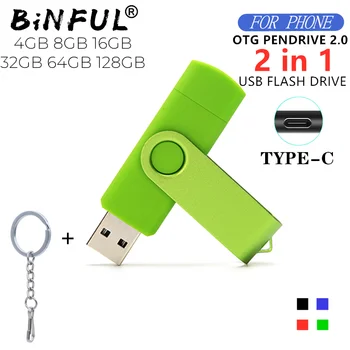 BiNFUL 360° - os Forgatás OTG C-Típusú USB pendrive 32 GB USB 2.0 Telefon pen drive 4g 8g 16g 64g 128GB usb-tárolóeszközök U lemez