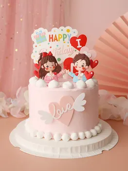 Boldog Születésnapot Szerelmes Szív Édes Szerelmeseinek Torta Topper Valentin-Nap Esküvő Torta Dekoráció Esküvői Süti Topper