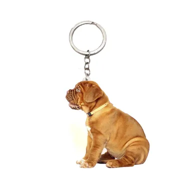 Bulldog Akril Kulcstartó Állat Ülj Kutyák Rozsdamentes Acél Kulcstartó Férfiak Kocsi Kulcsot, Lánc, Gyűrű, Ajándék, Ajándékok, Női Kulcstartó