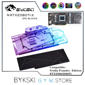 Bykski GPU Víz Blokk NVIDIA RTX 2080/2080ti/TITÁN Alapítók Kiadás, Teljes Borító vízhűtéses, Radiátor,5V/12V N-RTX2080Ti-X