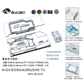 Bykski Kettős Aktív Hűtött GPU Hátlapi Blokk GiGabyte AORUS RTX3080 3090 XTREME,Dupla VGA Hűtő N-GV3090AORUSXE-TC