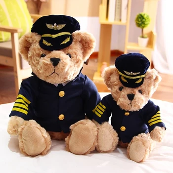 candice guo! aranyos plüss játék szép repülőgép, a kapitány a medve pilóta egységes medve ted maci kap puha baba, szülinapi, Karácsonyi ajándék 1db