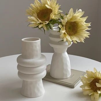 CAPIRON Matt Fehér Kerámia Váza Porcelán Száraz Virág Jogosultja Északi Modern Művészet Zen Nappali, Hálószoba, Iroda Asztal Dekoráció