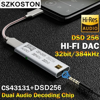 CS43131 DSD256 DAC Fejhallgató Erősítő USB C Típus 3,5 mm-es Audio Kimenet Felület iPhone PC hi-fi Audió Adapter Chip Erősítő