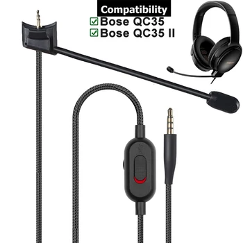 Csere Kábel Bose QuietComfort 35 i. Sorozat, II. QC35 QC35-II Fejhallgató, Külső Mikrofon Némítás Kapcsoló, hangerőszabályzó Klip
