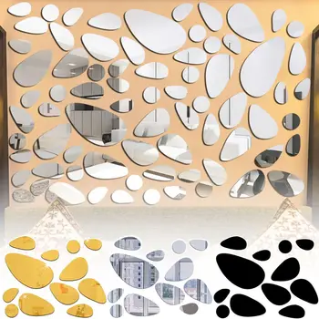 Cserélhető öntapadó Modern Stílusú Nappali Dísze Fali Matricák Tükör Felület 3D Kavicsos Vinyl Matricák Murális Művészet