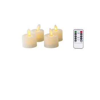 Csomag 4 Távirányító Mozgó Wick LED Tealight Gyertyák,elemes Kis Hamis Táncoló Láng Gyertyákat Jogosultja Dec