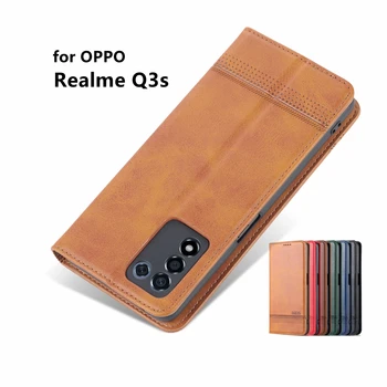 Deluxe mágneses adszorpciós bőrtok OPPO Realme Q3s fedél tárca védőtok capa fundas