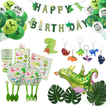 Dinoszaurusz téma jungle party lufi dinoszaurusz eldobható evőeszközök meghatározott gyermek fiú születésnapi party dekoráció ajándék a babának