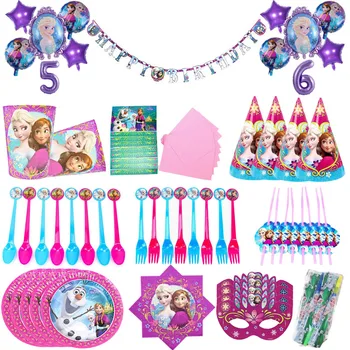 Disney Anna pedig Elsa Hercegnő Fagyasztott Téma Party Dekoráció Gyerek Eldobható Evőeszközök Szülinapi Buli Deco Kellékek Baba Zuhany