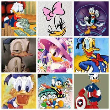 Disney Rajzfilm-Donald Duck Daisy DIY 5D Gyémánt Festmény keresztszemes Hímzés Mozaik Fali Dekor gyerek Születésnapi Ajándékok