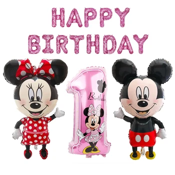 Disney Rajzfilm Minnie Mickey Egér Lufi, Party Kellékek Gyerekek Lányok Boldog Szülinapi Fólia Léggömb Meghatározott Dekor, Baba Zuhany Szívességeket