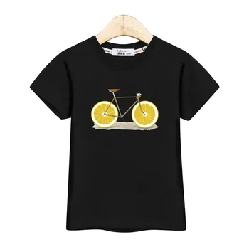 Divat fiú gyerek felsők, rövid ujjú fiú póló citrom kerékpár vicces kislány póló nyári pamut póló gyerek nyomtatás jelmez 3-14T