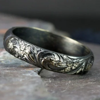 Divat férfi titán-acél gyűrű csipke faragás eljegyzési gyűrű magas minőségű gyűrű méret 6-10