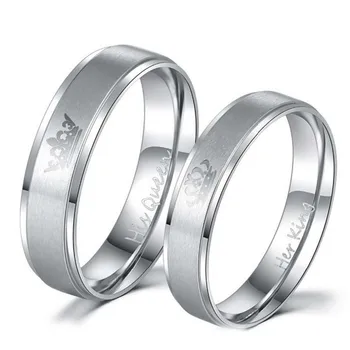Divat Rozsdamentes Acél Gyűrűk Szerető design A KIRÁLYNÉ A KIRÁLY pár gyűrűk szerelmeseinek