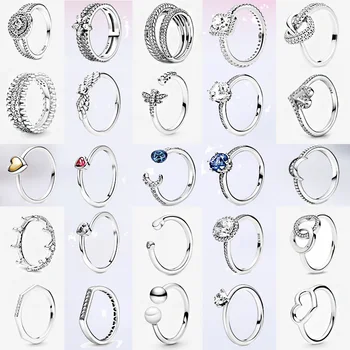 Divatos Hiteles, Eredeti 925 Sterling Ezüst Csillogó Szív Gyűrű Nők, Eljegyzés, Évforduló, Jól Ékszer Aranyozott Gyűrű