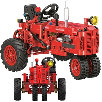 DIY Retro Traktor, Autó Modell, Épület-Blokk, Műszaki Város Klasszikus Séta Vontató Jármű Tégla Oktatási Játékok