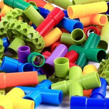 DIY Víz építőkövei Játékok Montessori vízvezeték építőkövei Játék Tervező Gyermekek Építési Oktatási Játékok Ajándék