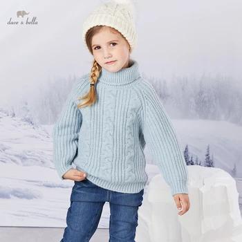 DKY20152 dave bella téli 5Y-13Y gyerek ruhákat gyermekek karácsonyi divat pulóver appliqués pulóver lányok magas minőségű ruhák