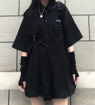Egységes / set nyári koreai sokoldalú sötét laza BF ing, top, női divat-két darabos készlet szoknya jupe dropshipping