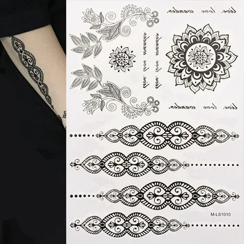Elég Ideiglenes Fekete Henna Tetoválás Vízálló Női Test Tetoválás Matricák