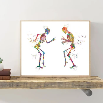 Emberi Anatómia Poszter Táncoló Csontváz Érdekes Orvosi Nyomtatás Plasztikai Sebész Ajándék Művészeti Vászon Festmény Klinika Dekoráció