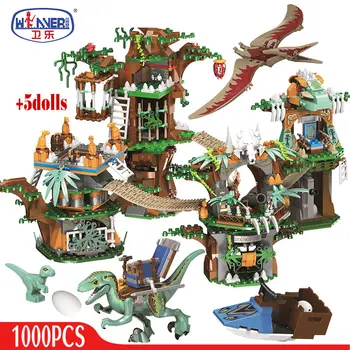 ERBO 1000pcs Jurassic Worldtoys Fa Ház építőkövei Jurassic Világ Park Adatok Tégla beállítja Játékok ajándékok