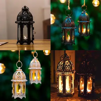 Európai Marokkói Kovácsoltvas Üveg Gyertyatartó Dekoráció Szél Táblázat A Klasszikus Esküvői Bár Kreatív Haza Lógó Lámpa