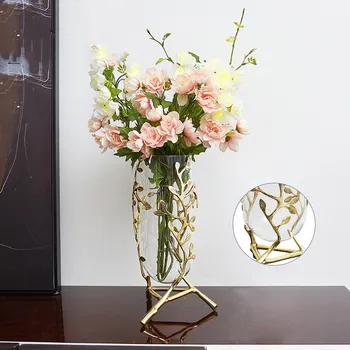 Európai Stílusú Réz Üveg Váza Dekoráció Nappali Virágkötészeti Szimuláció Szárított Virág, Nappali, Otthon Dekoráció