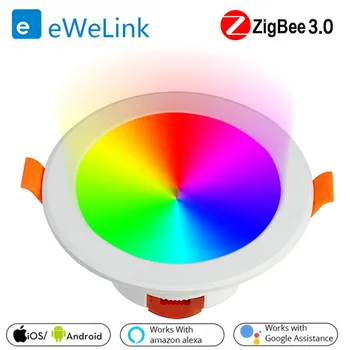 EWeLink Zigbee 3.0 Smart LED Mélysugárzók RGB+C+W Süllyesztett Mennyezeti Fény, Hang Csoport Ellenőrzési Munka Alexa / Google Haza