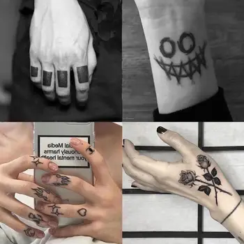 Fekete Blokk Bohóc Ideiglenes Tetoválás Matrica Férfiak, Nők, Body Art, Kar, Derék, Hamis tetoválás Vízálló Ujját Tetoválás