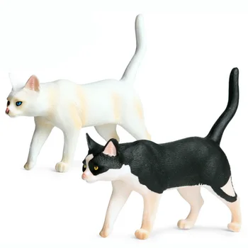 Fekete/Fehér Macska Modell Akció Ábra Háziállatok Állat Figurák Gyűjtemény PVC Gyermekek Kognitív Játékok