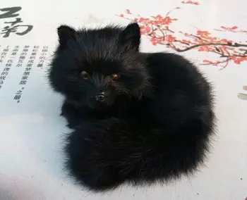 fekete kis aranyos szimuláció fox játék szép róka róka baba ajándék arról, 13x9x12cm