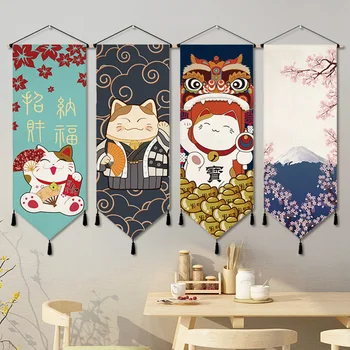 Felakasztott Ruhával Japán Szerencsés Macska Lóg Kép Sushi Étterem, Vendéglátó Dekoráció Ruhával Hálószoba Háttér Falfestmény