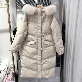 Fitaylor Télen Meleg, Laza Hölgy Outwear 2022 90% Fehér Kacsa Kabát Női Nagy műszőrme Hosszú Téli Dzseki, Kabát