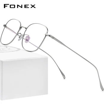 FONEX Tiszta Titán Szemüveg Keret Férfiak Vintage Tér Receptet Rövidlátás Optikai Szemüveg Férfiak 2021 Új koreai Szemüveg F85652