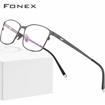 FONEX Tiszta Titán Szemüveges Férfi Szögletes Szemüveg, Férfi Klasszikus Teljes Optikai Keret Receptet Szemüveg Keretek Gafas Oculos 8505
