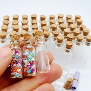 Forró 10db Mini Olcsó Átlátszó Üveg 1ml Parafa Dugóval Üveg Mason Dekoráció Konténerek Üveg Kívánó Candy Díszek Üvegek