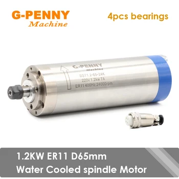 g-penny 1.2 KW ER11 220V vízhűtéses főorsó motor Átmérő 65mm 400Hz famegmunkáló orsó CNC Gép 4 db golyóscsapágy